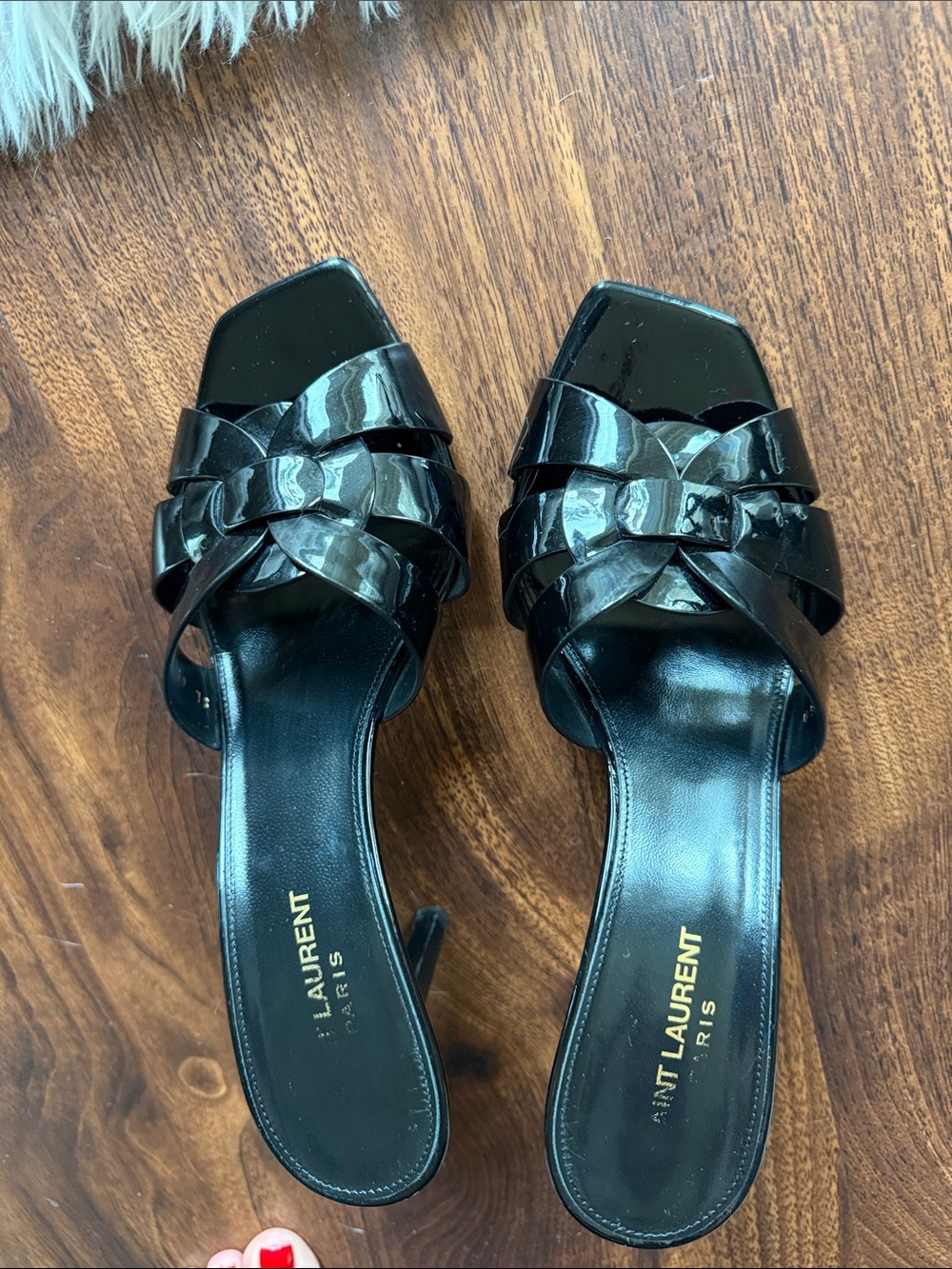 Saint Laurent Tribute Patent Leather Mules Black EU 40